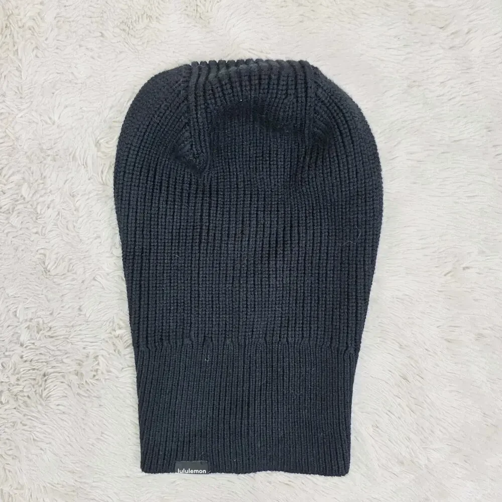 Lululemon Ribbed Knit Merino Wool Blend Balaclava Size S/M Black Hat Beanie